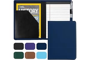 Gorbado Mini Padfolio/Junior Portfolio Folder Case, Business A5 Binder Organizer Notepad for Men Women, 5 x 8 Writing Pad Included, Navy Blue.