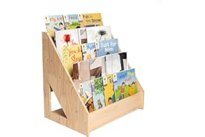 GENMOUS & CO. GENMOUS Montessori Bookshelf for Kids Room, Wooden Toddler Bookshelf with Chalkboard,Baby Book Shelf Bookcase for Nursery Playroom Classroom Reading Nook