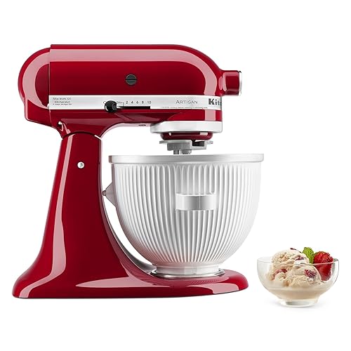 KitchenAid Ice Cream Maker Attachment for Stand Mixer, 2 Quart, KSMICM, White