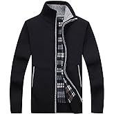 Yeokou Men's Casual Slim Full Zip Thick Knitted Cardigan Sweaters with Pockets