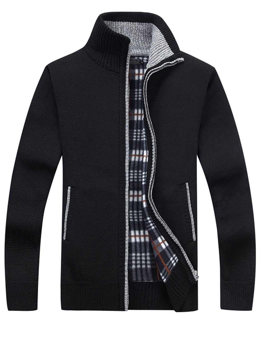 Yeokou Men&amp;#39;s Casual Slim Full Zip Thick Knitted Cardigan Sweaters with Pockets
