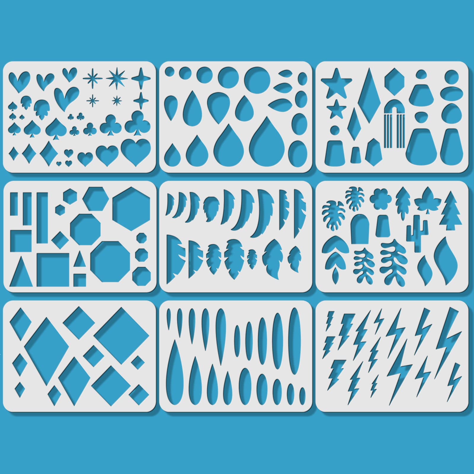 ORIGACH 9 Pcs Large Reusable Earrings Making Template Leather Earring Templates, Plastic Cutting Stencil with Differnt Patterns for Earrings Necklace Making Jewelry Crafts