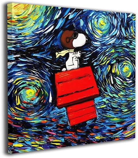 Amazon Co Jp 魅力的な芸術 ピーナッツ スヌーピー Snoopy キャンバスの壁アート 画像プリント絵画リビングルームの壁の装飾と家の装飾のための現代アートワークハングする準備ができて ホーム キッチン
