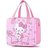 Cartoon Lunch Box for Women, Cute Insulated Lunch Bag, Pink Reusable Lunch Tote Bag for Travel Work Picnic
