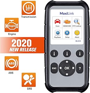 Autel MaxiLink ML629 Enhanced OBD2 Scanner, Upgraded of AL619, ML619, ABS SRS Engine Transmission Diagnosis, OBDII Scan Tool, Auto VIN, DTC Lookup, Ready Test