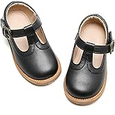 Otter MOMO Toddler Little Girls Oxford Shoes Mary Jane Flat T-Strap School Uniform Party Dress Black Shoes Size 1