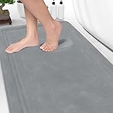 ITSOFT Memory Foam Bath Mat 59x23, Non Slip, Machine Washable, Quick Dry & Absorbent Rugs, Bath Mats for Bathroom Floor, Tub & Shower, Bathroom Rug, Gray