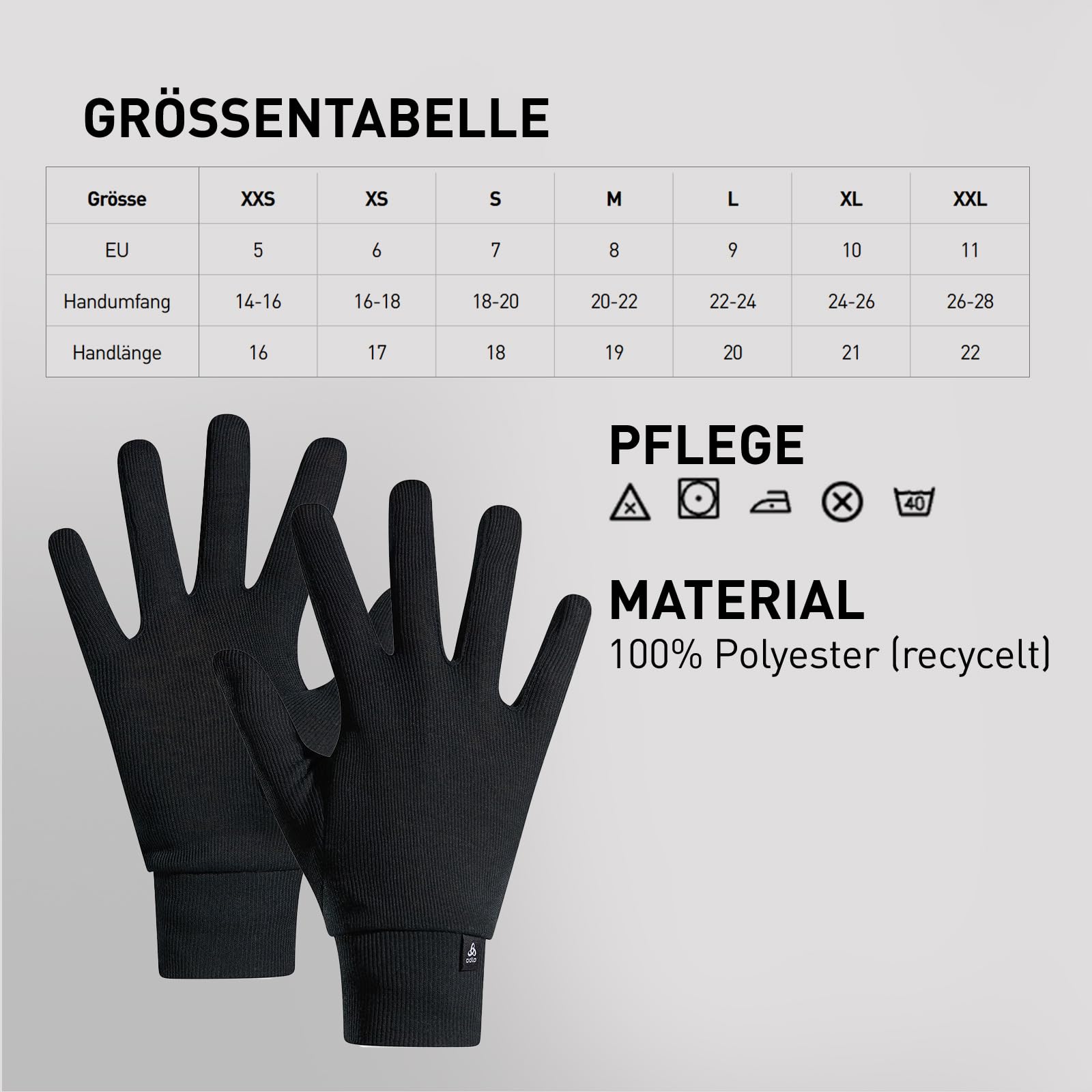 Odlo Sporthandschuhe Herren Damen Active Warm I Unterziehhandschuhe I Ski Handschuhe Sporthandschuhe I Unisex 5