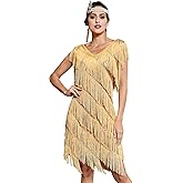 PrettyGuide Women's Flapper Dress Sequined Fringe 1920s Gatsby Party Cocktail Dresses