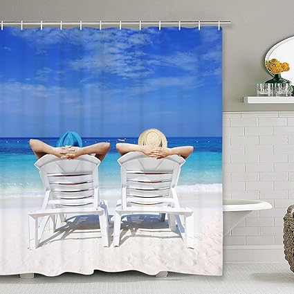 Amazon Com Bleum Cade Ocean Beach Shower Curtain Cool By The Sea