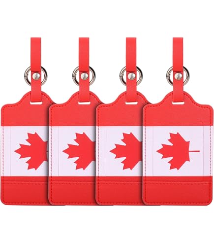 Lot De 2 Étiquettes Bagage Drapeau Canada – Feuille D'Érable, Design Patriotique, Identifiant Valise Voyage Ultra Résistant