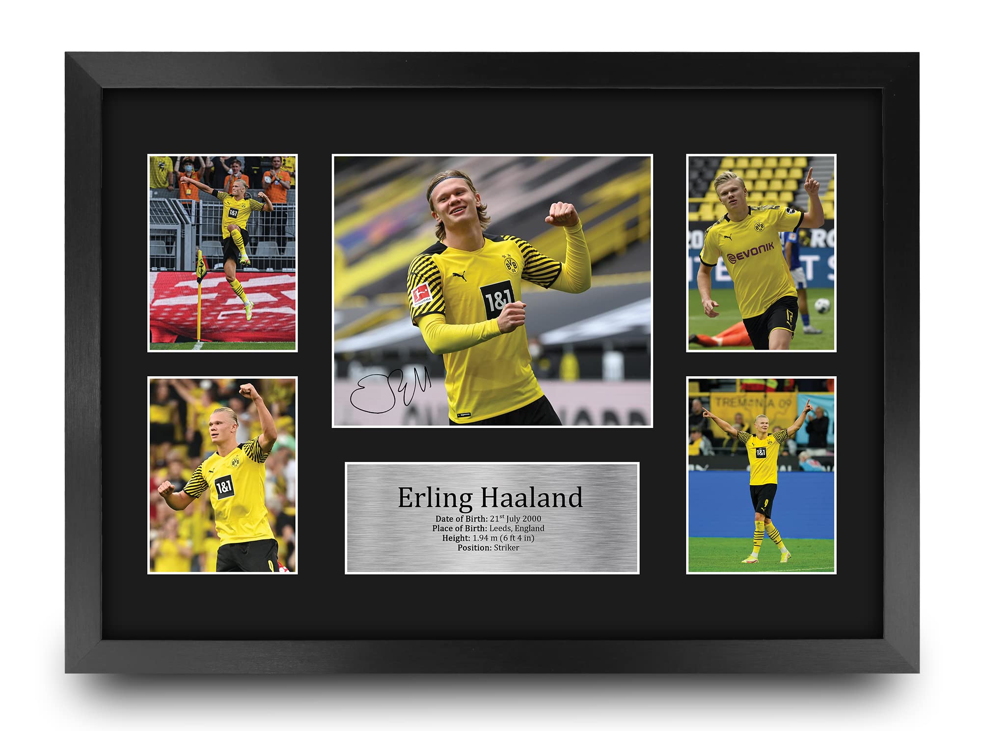 HWC Trading FR A3 Erling Haaland Borussia Dortmund Gifts Printed Signed Autograph Picture for Football Fans and Supporters - A3 Framed