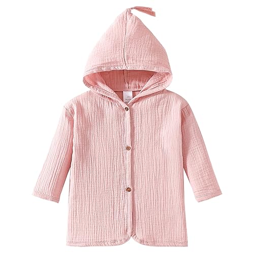 DEFAHN Girls Pink Cardigan Baby Toddler Long Sleeve Bolero Shrugs Knit Buttons Closure with Hood for Uniform Schoolwear Wedding Party (Pink,2-3T)
