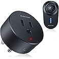 Remote Control Outlet, ELECTOP 15A/1500W Wireless Outlet Power Switch, No Wire Long Range Electrical Switch Plug On/Off for Lights, Fans, Christmas Lights, Household Appliance, 4000V Anti Surge Black