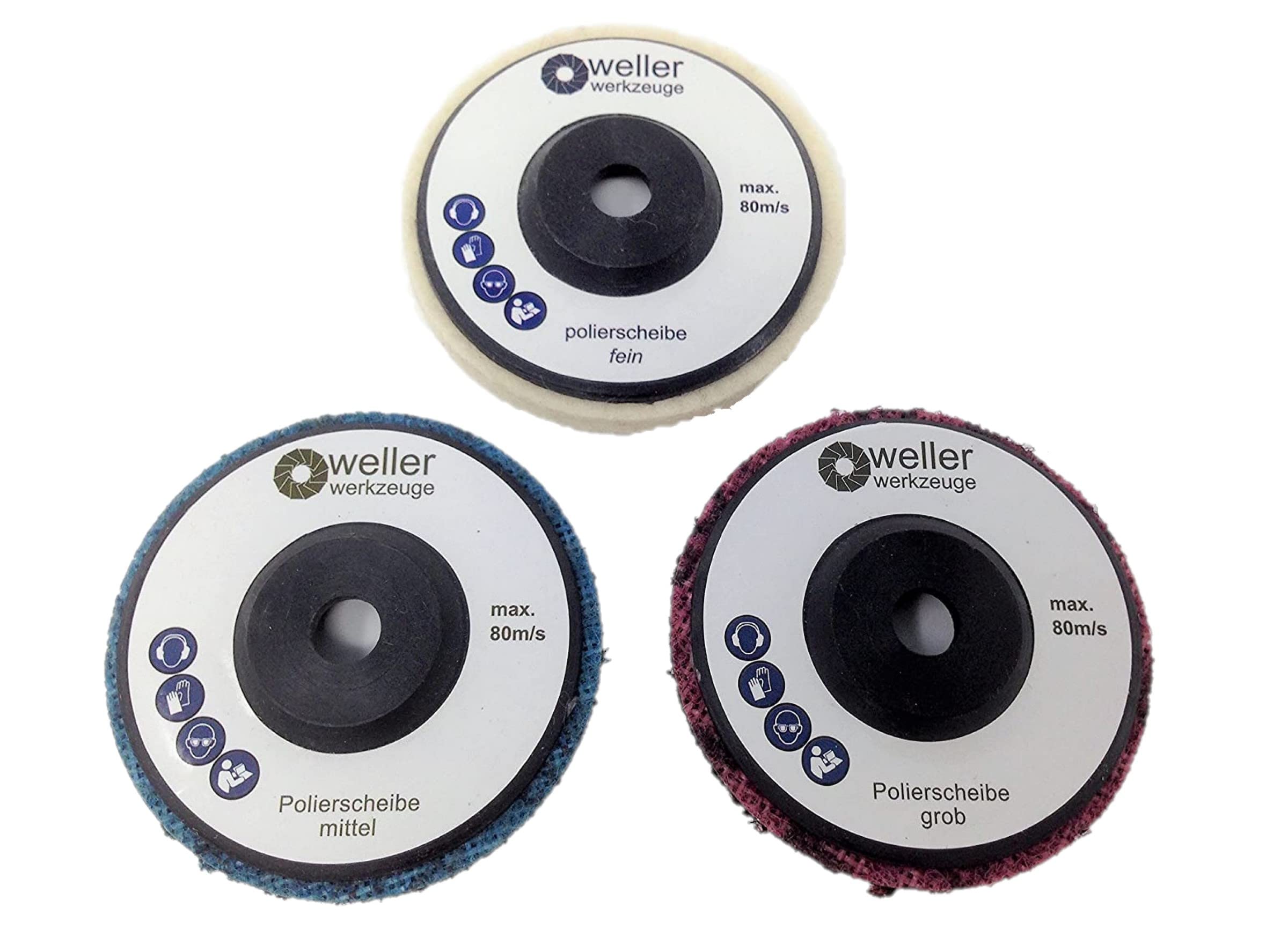 3x Polishing Wheel Set for Bosch GWS 10.8 / 12 V Berner Würth BTI Accessories Battery Angle Grinders