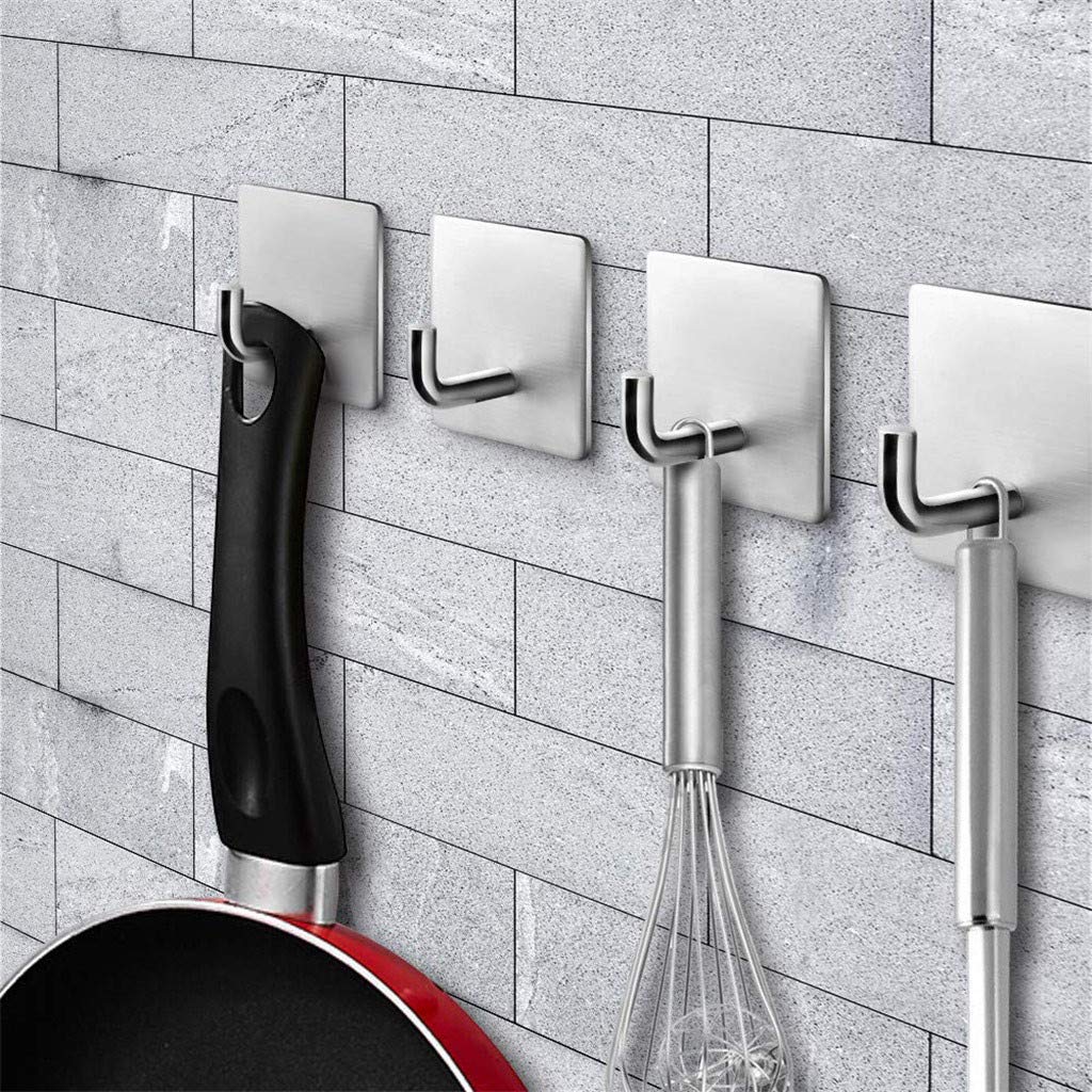 sunvito 4 Packs Wand Selbstklebend Handtuchhaken, Aufhängehaken aus Edelstahl 304 für Bad, Küche und Büro, Bademantelhaken, Key Hook, Handtuch