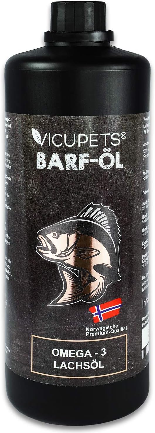 Vicupets® Barf ÖL Lachsöl I Reich an Omega 3 und Omega 6 Fettsäuren I