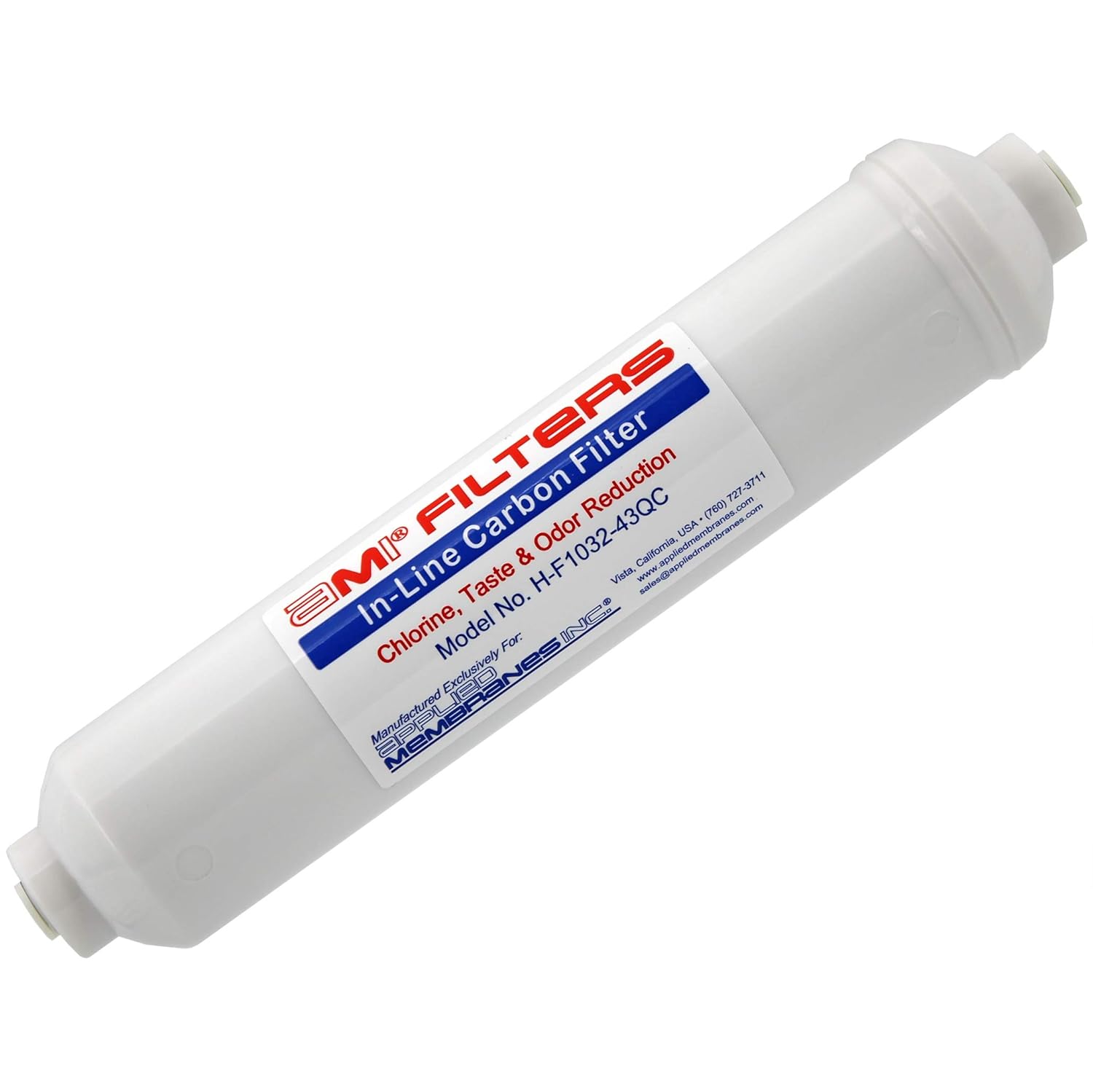 Inline Carbon Water Filter | 10" Length | 1/4" Quick Connect In/Out (1/4" QC) | For Chlorine Taste & Odor or Post Filter for Home RO | RO Stage 5 Polishing Filter