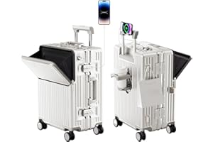AIWEINY Hard Shell Luggage 20 Inch Travel Luggage, Carry-On Luggage Spinner TSA with Lid, PC+ABS Aluminum Frame，Lightweight Travel Luggage 20'' 24'' 26''Carry-On (upgraded white, 20 inch)