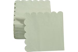 2-Ply Scalloped Napkins Folded 5 x 5 inch Disposable Cocktail Napkins Paper Napkins for Dinner Wedding Birthday Party Beverag