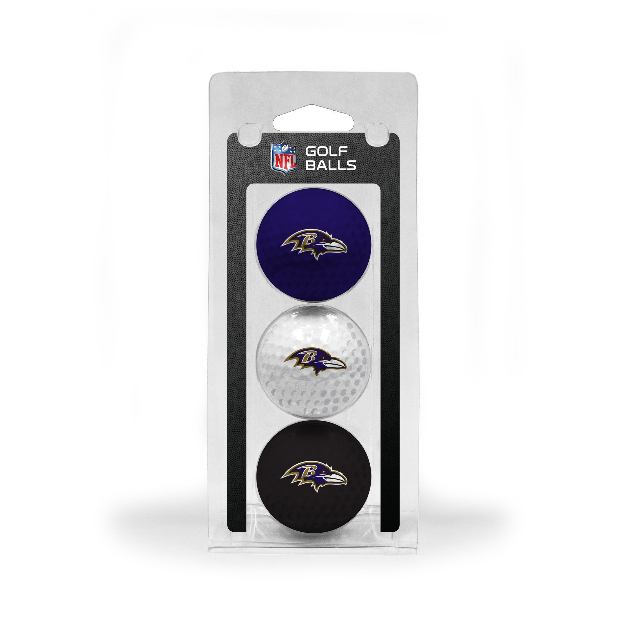 Team Golf NFL Baltimore Ravens 3 Golf Ball Pack Regulation Size Golf Balls, 3 Pack, Full Color Durable Team Imprint