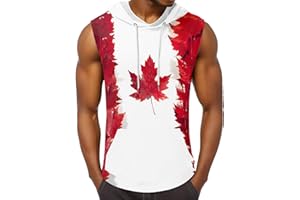 Men's Hooded Tank Tops Canada Day Sleeveless Hoodies Canadian Maple Leaf Shirt Bodybuilding Muscle Tee Shirts