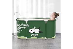 JSQBSECL Portable Foldable Bathtub,Foldable Soaking Bathtub for Adults, Freestanding Bathtubs, Hot Bath Tub, Ice Bath, Family Bathroom SPA Tub 47.2x19.7x21.7inch (Panda)