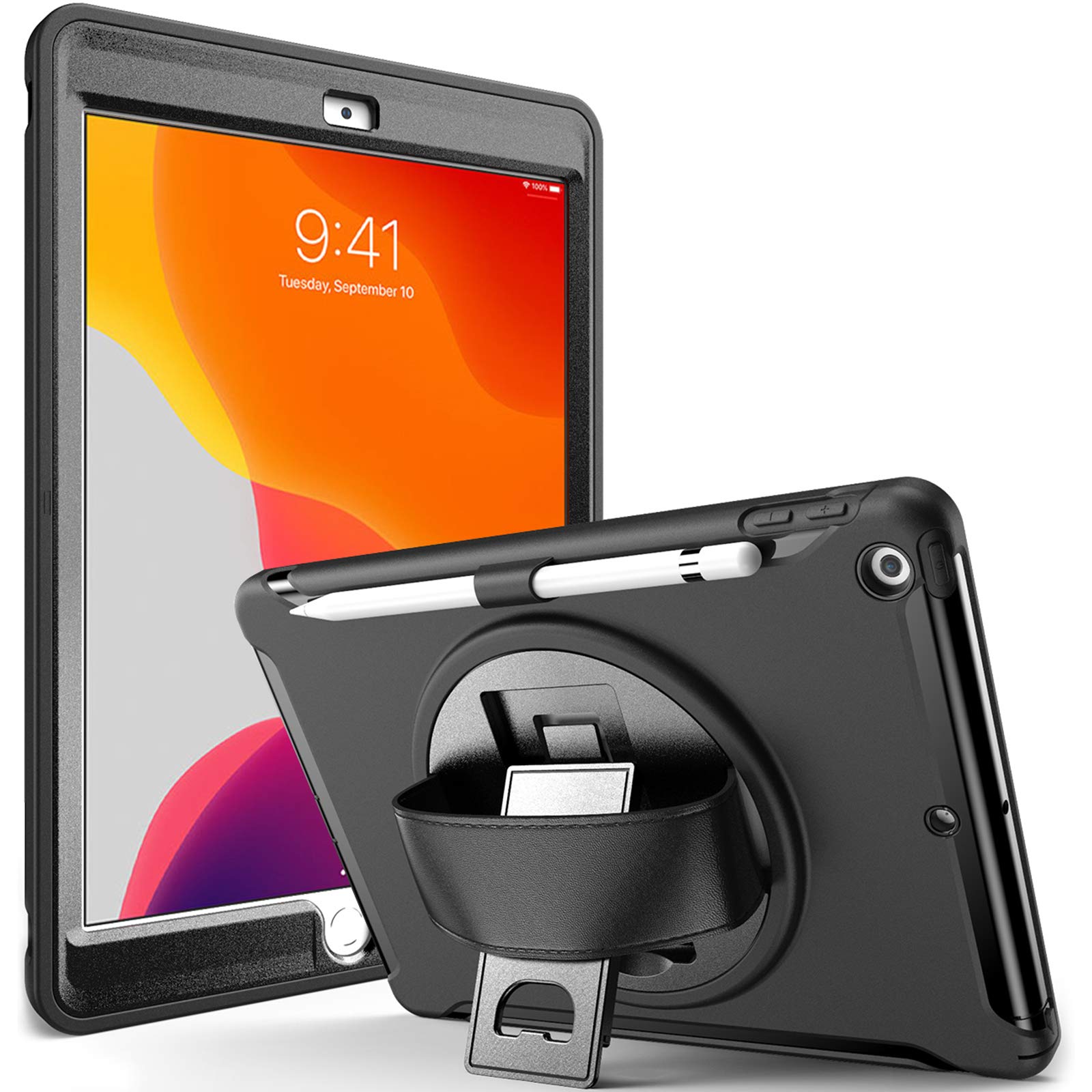 ProCase Rugged Heavy Duty Case for iPad 10.2 inch Case 2021 9th Gen / 2020 8th Gen / 2019 7th Gen, Shockproof Cover Case with Handle and Rotating Kickstand for 10.2