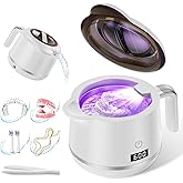 GYNHD Ultrasonic Retainer Cleaner Machine - 45kHz Ultrasonic Cleaner - 200ML Mouth Guard & Denture Cleaner Pod & Jewelry - 5 Modes with Digital Timer - Upgrade Water Bottle Design, Porcelain White