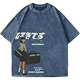 GORGLITTER Men's Japanese Graphic Tees Hipster Short Sleeve Harajuku Top Tshirt