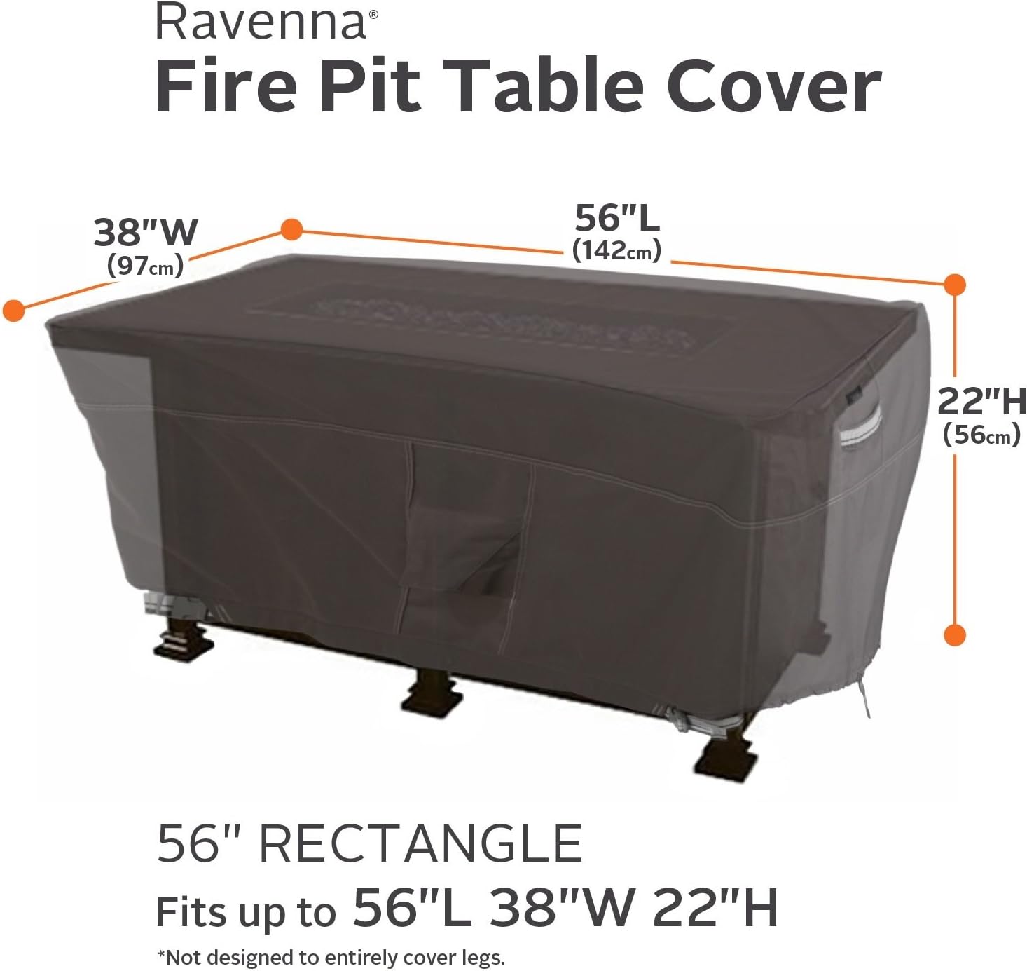 Classic Accessories Ravenna Rectangular Fire Pit/Table Cover, 56Inch