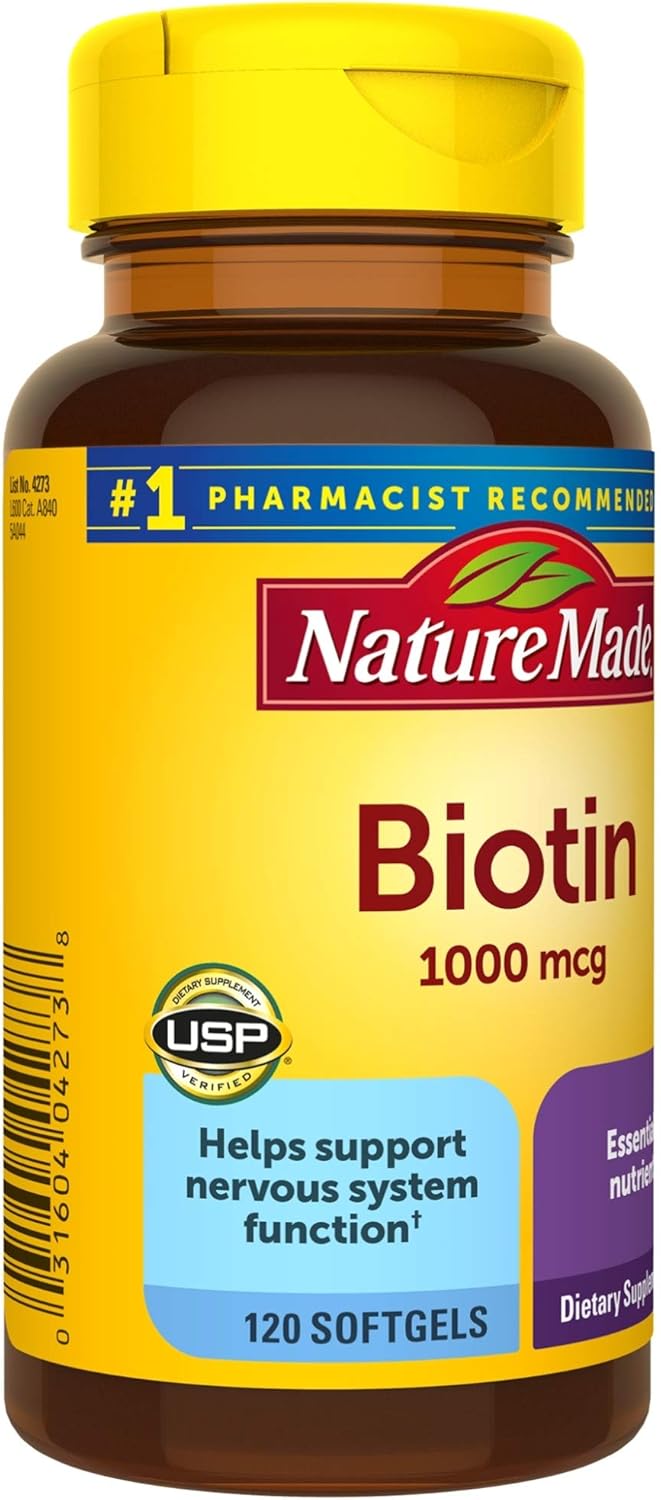 Nature Made Biotin 1000 mcg Softgels, 120 Count (Packaging May Vary): Health & Personal Care