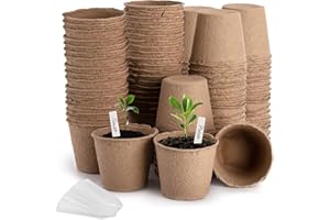 Cedilis 100 Pack 4 inch Peat Pots, Biodegradable Plant Starter Pots with Plant Labels, Germination Station Starter Cups, Disp