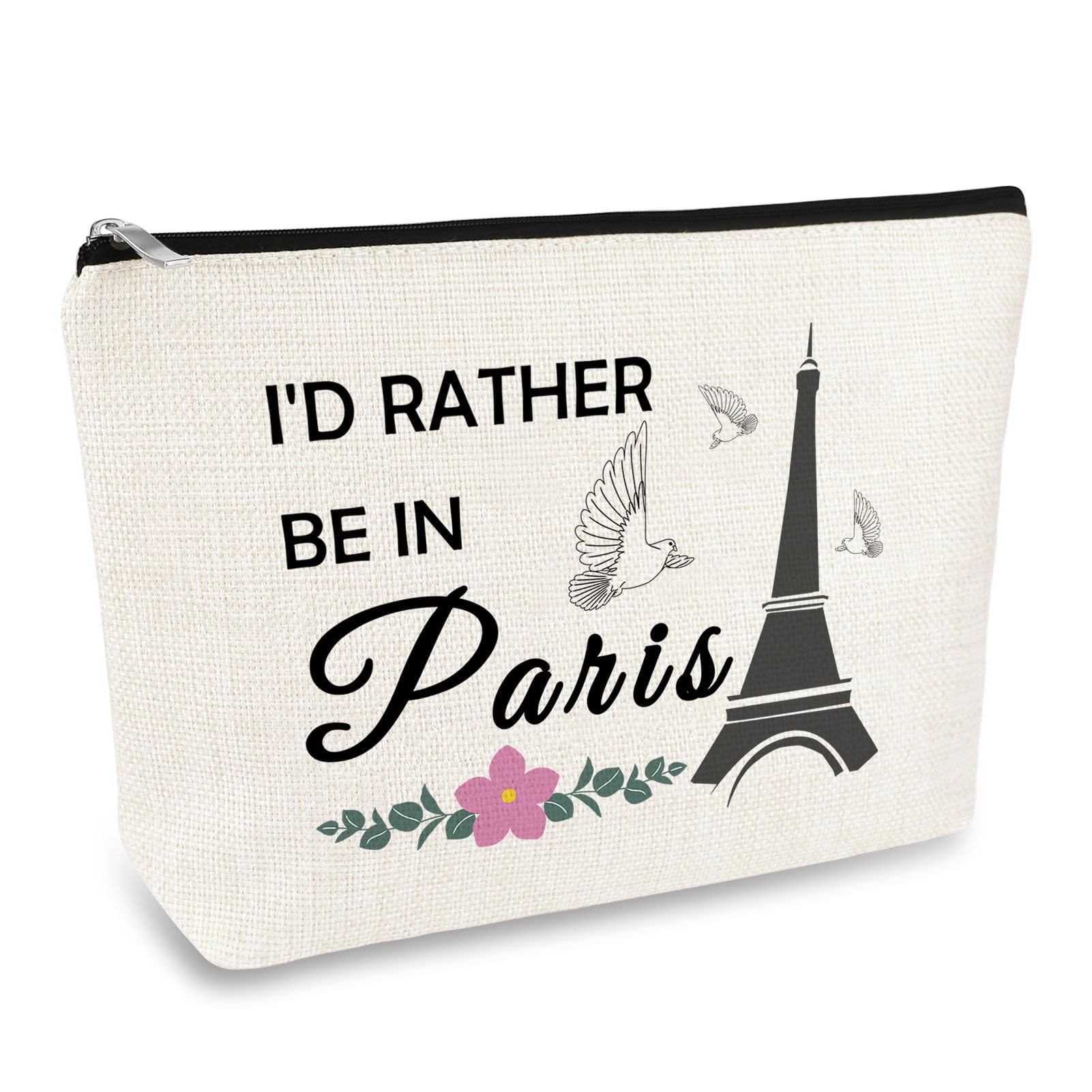 Paris Travel Gift French Theme Cosmetic Bag Paris Lover Landmarks Gift Eiffel Tower Makeup Bag French Souvenirs Trip Gifts for Girls Women Travel Make Up Pouch Graduation Gifts