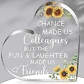 Bucherry Christmas Coworker Gifts for Women, Chance Made Us Colleagues Friend Birthday Inspirational Gift Keepsake for Female Workmates Work Bestie(Heart Sunflower)