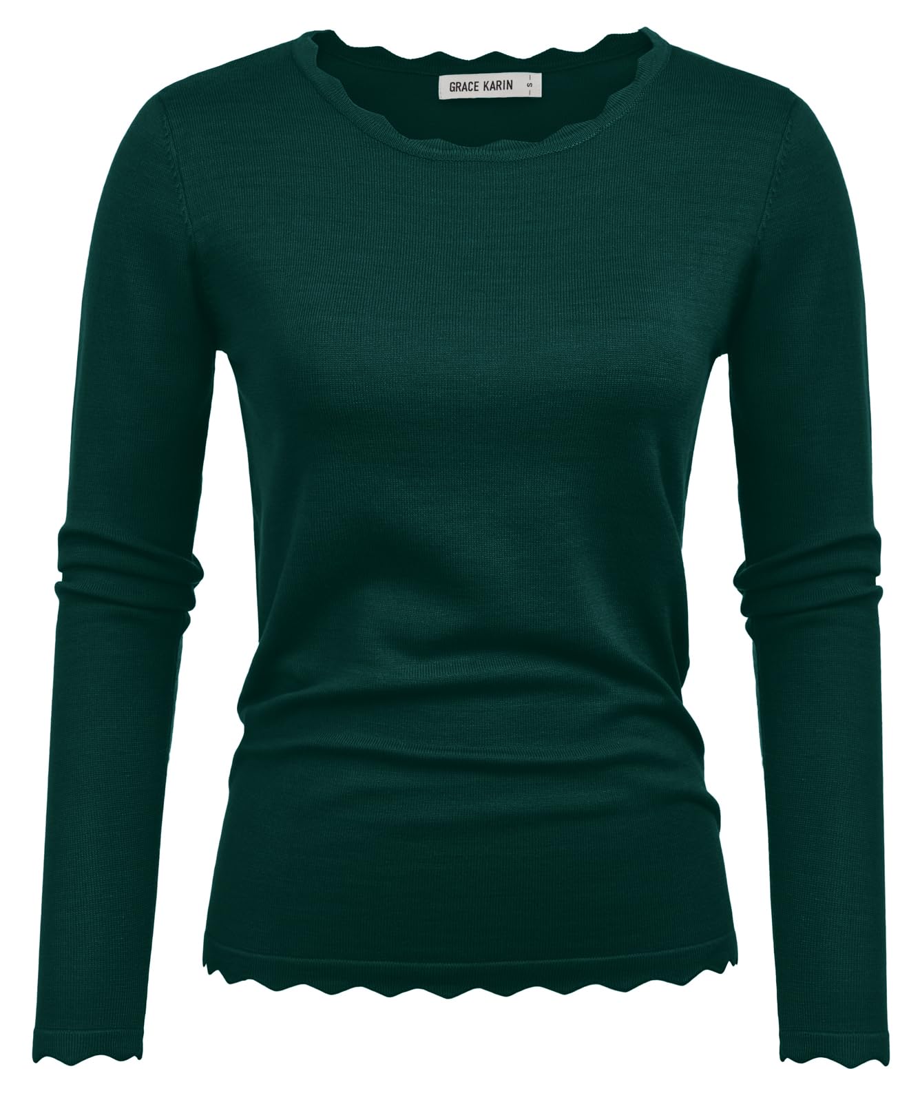 GRACE KARIN Fall Sweater for Women 2025 Crew Neck Lightweight Winter Knit Pullover Sweaters Fitted Business Casual Tops Deep Green XXL Image
