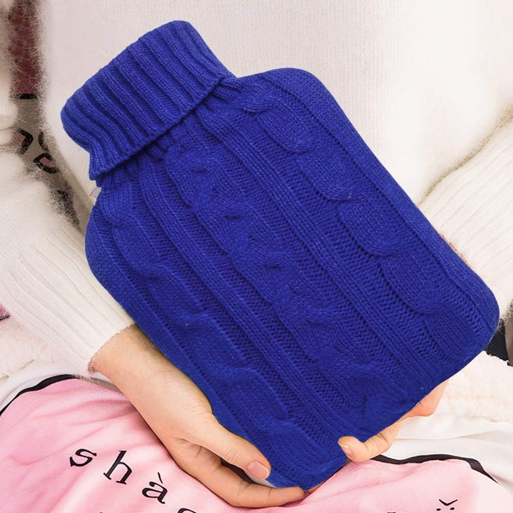 Attmu Classic Rubber Transparent Hot Water Bottle 2 Liter with Knit Cover - Blue: Health & Personal Care