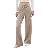SEAFORM Women’s Wide Leg Knit Pants Drawstring Elastic Waist Casual Ribbed Trousers Loose Comfy Fall Winter Sweater Pants