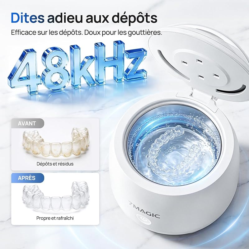 Nettoyeur ultrasons pour gouttières, 48 kHz, UV-C, Blanc