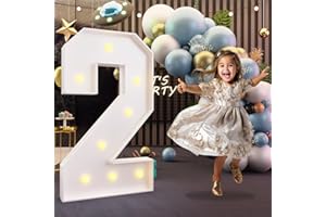 imprsv 3FT Marquee Numbers, Light Up Numbers for 2nd 25th Birthday Decorations Anniversary Party Decor, Number 2 Light Up Number, Pre-Cut Foam Board Kit