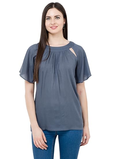Women's Rayon Grey Casual Top
