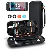 BOCACUE Carrying Case for Nintendo Switch 2(2025), 9 in 1 Accessories Bundle with 2 Screen Protectors, 4 Thumb Grip Caps, Protective Hard Shell Portable Travel Case for Switch2 with 20 Game Cartridges
