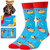 HAPPYPOP Funny Dog Socks for Men - Gifts for Dachshund Pug Lovers, Dog Dad Gifts for Men
