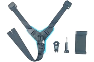 JULAI Motorcycle Helmet Chin Strap Mount Holder Clamp Fit for GoPro Hero DJI Compatible with Smart Cell Phone iPhone Clamp Vertical Mount Kits（Blue）