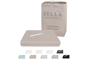 BC BELLA COTERIE Bella Coterie Luxury Bamboo Viscose King Size Fitted Sheet | 100% Organically Grown | Ultra Soft | Cooling for Hot Sleepers | 18" Deep Pocket [Dune]