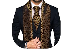 YOHOWA 2PCS Scarf Necktie Set Men/Women Fashion Silk Lightweight Feeling Print Soft Scarves Neckerchief Wraps Gift