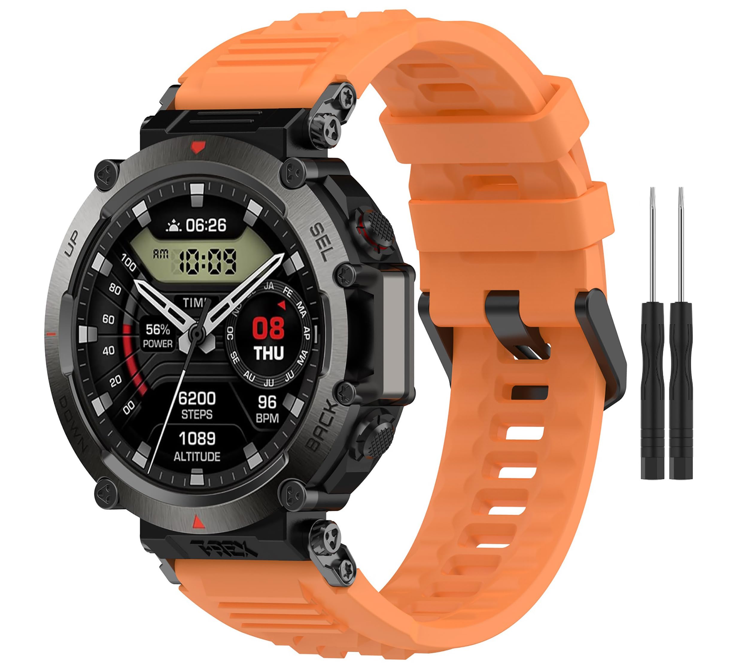 xhKJO Smart Watch Strap Compatible for Huami Amazfit T-Rex Ultra, Silicone WatchBand Wrist Strap, Replacement Bracelet Wristband Wrist Strap for Huami Amazfit T-Rex Ultra A2142 Accessories (orange)