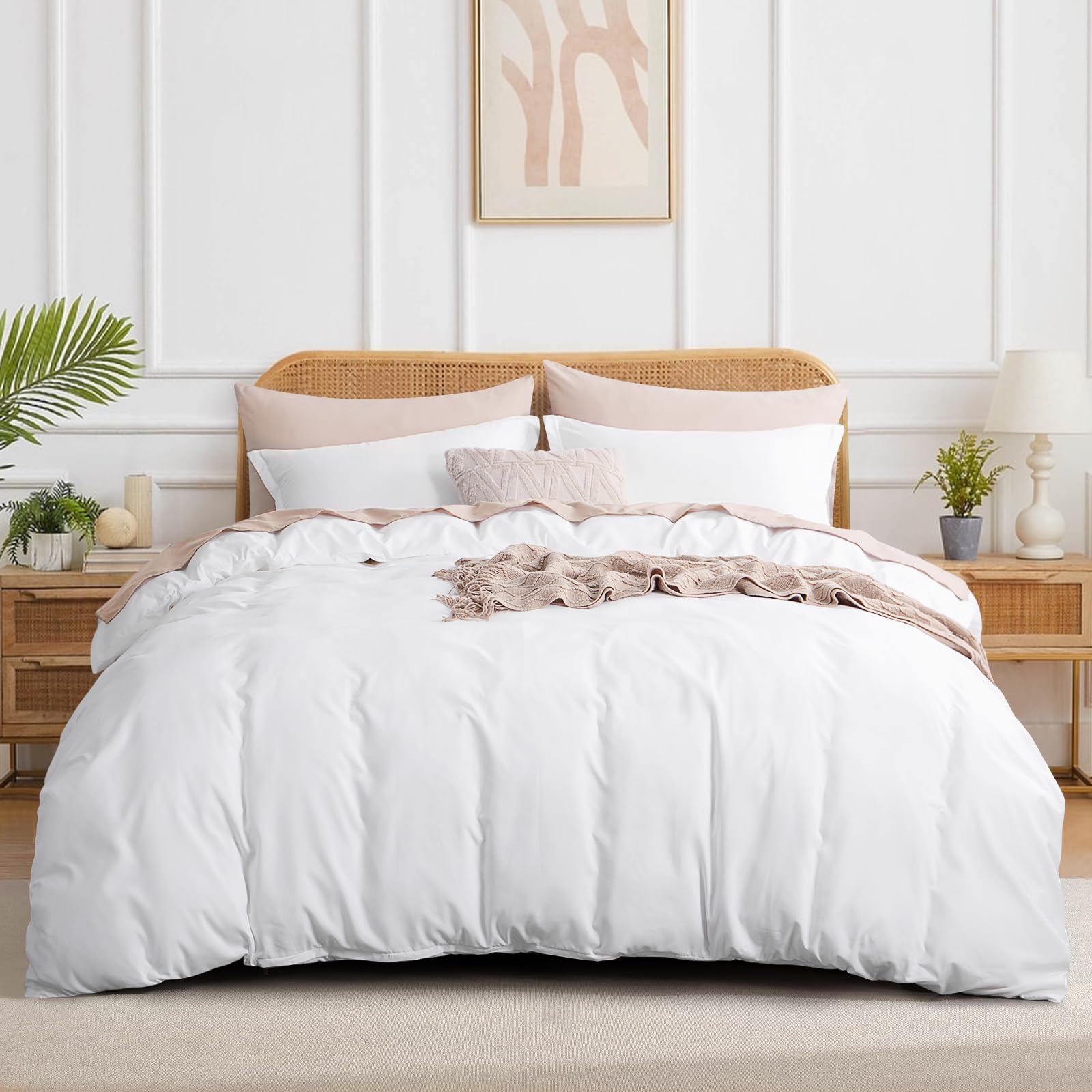 RUIKASI White Duvet Cover King - Soft Microfiber Duvet Cover Sets for ...