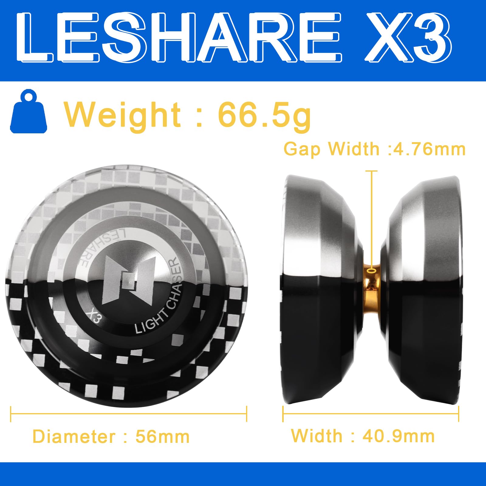 LESHARE Unresponsive Yoyo Professional [Responsive Bearing Included Auto Return] with Ball Bearing Mosaic Extraordinary Yo-Yos Ball Sleeper Yoyos, (Black Silver)