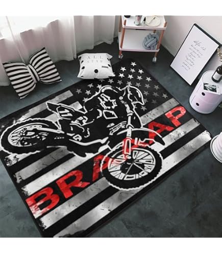 2013年製 lndependent CROSS LOGO RUG MAT Amazon.com: Niqqzit Motocross Dirt Bike American Flag Area Rugs